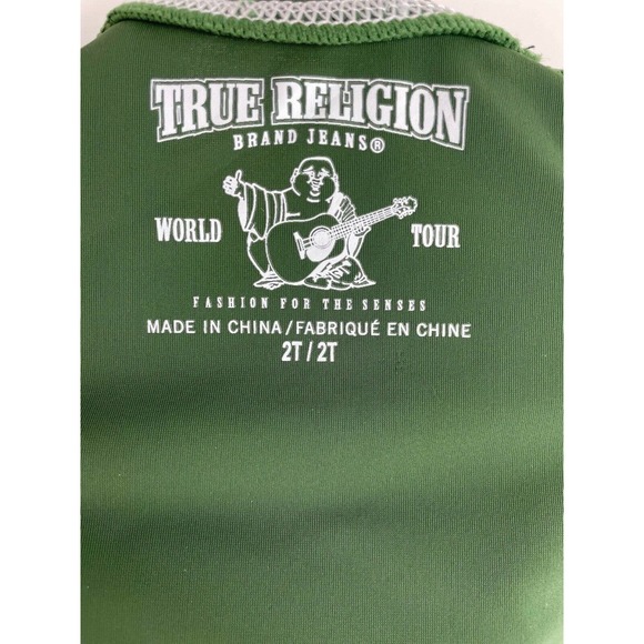 True Religion Olive Size 2T UPF 50+ Rash Guard Swim Trunk Set New $79 - Picture 5 of 10